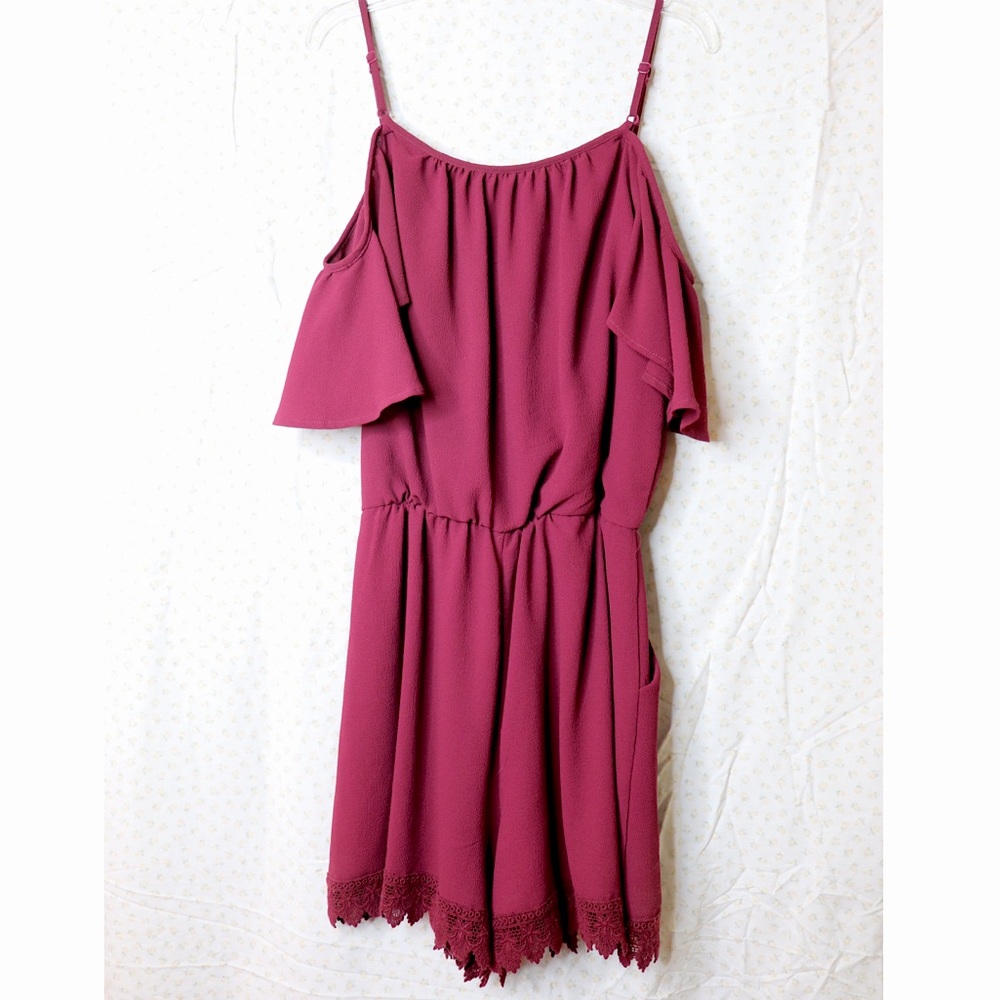 Maurices Cold Shoulder Lace Hem Romper - Picture 2 of 4